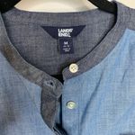 Lands' End Chambray Colorblock Denim Dress Button Front Sz Medium Blue Photo 7