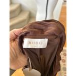 Meshki NWT  Brown SHEER Satin Trim Off the Shoulder Long Sleeve Maxi Dress Photo 7