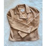 Ookie and Lala Ottoman Knit Asymmetrical Moto Jacket Large Light Tan Photo 0
