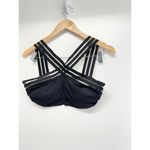 Kenneth Cole  Swimming Top Size Medium Black Stretch Crisscross Padded Photo 2