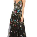 Mac Duggal NWT Black Embellished Floral Sequined Gown 6 Photo 0