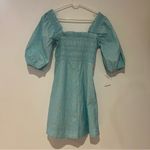 Ganni NWT Shirred Floral Cotton Poplin Mini Blue Cottagecore Farmhouse Sun Dress Photo 2