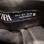 ZARA  High Rise Side Appliqués Rhinestone Stripes Cropped Trouser Pants M Black Photo 5