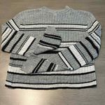 Abound  Women's Medium Gray Striped Ribbed Knit Mock Neck Long Sleeve Top‎ Photo 5