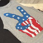 On Fire ❤️🤍💙Woman’s Tank Top•American Flag Peace Sign Hand•Size:Large💙🤍❤️ Photo 1