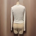 Wild Fable  Women Med Trendy Square Neck White Long Sleeve Pointelle Shirt New Photo 1