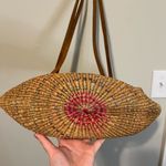 Vintage Handmade Woven Sisal Market Tote Bag with Leather Handles Brown Photo 4