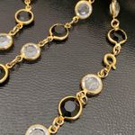 Swavorski Swarovski Signed Necklace with Bezel Set Flat Clear & Black Crystals 35" Photo 9