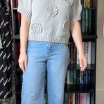 Joie  Chunky Short Sleeve Knit Sweater Top with Flowers Size Large Photo 0