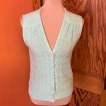 Vtg 70s mint green cardigan vest Size M Photo 6