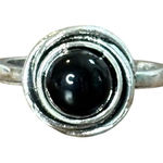 Silver Tone Black Onyx Stone Ring Round Orbit Circle Boho Statement Size 8 New Photo 0