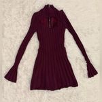 House Of CB NWOT  Evalina Wine Knit Long Sleeves Corset Mini Dress XS Photo 4