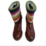 Coach Brown Laurette Leather Sweater Knit Boots, Sz 6.5 Photo 4