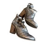 Free People Hybrid Metallic High Heel Booties Strappy Round Toe Size 39 EU 8.5 Photo 1