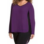 Lane Bryant ‎ Purple Blk Leatherette Shirt Womens PLUS 14 16 1X Hi Low Split Back Photo 2