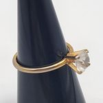Vintage Uncas Gold Tone & Cubic Zirconia Solitaire Ring Size 8 Photo 3