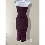 Oh Polly  Ruched V Plunge Sweetheart Strapless Bodycon Midi Dress Purple Size 0 Photo 5