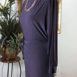 Olive Tree Bodycon Dress Women's Medium Purple Long Sleeve Ruched Stretchy Photo 3