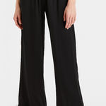 For Love & Lemons Lounge Pants Women’s Small Black Feather Trim Wide Leg Pajama Photo 0