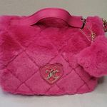 Juicy Couture Les's Get Cozy Crossbody Pink Flash Faux Fur Photo 0