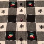 Dress Barn winter snowman plaid checkered button down long sleeve top size Large Photo 12
