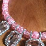 Simulated Pink Sapphire and Austrian Crystal Beaded Silvertone Necklace Photo 8