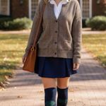 Talbots Herringbone Angora Cardigan Sweater Brown Tan Size XL Photo 0