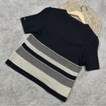 St. John  Sport Wool Blend Santana Knit V-Neck Sweater Shortsleeve Striped Size P Photo 3