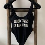 The Bikini Lab  One Piece Black & White Cheeky Swimsuit - Good times Tan lines Photo 0