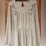 Madewell Smocked Ruffle-Shoulder Crinkled Georgette Midi Dress in Inkbrush Dots Photo 7