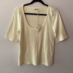 NWT Faherty Women's size XL White Freestyle Ribbed Knit Tee Scoop Neck Cotton Photo 1