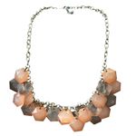 Geometric Hexagon Statement Necklace Orange Gray Fashion Jewelry Photo 0