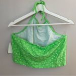 BP Halter Crop Top Neon Green Frosty Follard Floral Print Casual Neutral Photo 3
