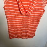 New York & Co. Hooded T-Shirt Coral White Stripes Photo 7