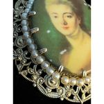 VTG Cameo Filigree Brooch West Germany Silver Tone Beaded Read Brown Photo 3