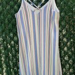 Xhilaration Red White Blue Black Striped Pattern Criss Cross Back Dress - Medium Photo 4