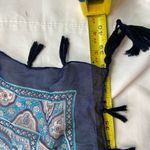 Lola + Kenni New Silk Scarf Blue Paisley and Floral,‎ 38” Square Tassles Photo 5