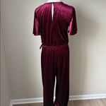 Burgundy Velvet Jumpsuit Red Size L Photo 4