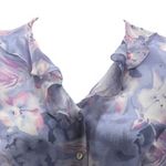 Vintage Tess Button Up Blouse 12 Fairy Silk Blue Photo 2
