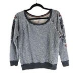 Knox Rose Womens Sweatshirt Embroidered Raglan Floral Scoop Neck Gray S Photo 0
