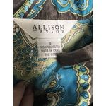 Allison Taylor 300-008‎  Blouse Women's Size Small Brown Teal Button Up Top Shirt Photo 7