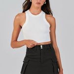 NEW Cargo Skirt Button Pocket Y2k Trendy Denim Mini Skirt L Black Size L Photo 6