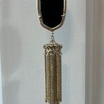 Kendra Scott Rayne Black Glass Pendant 32" Gold Chain Necklace Photo 0