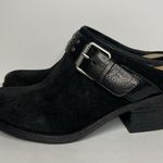 Sofft Women's 7.5 Black Suede Leather Heeled Slip on Mule Buckle Strap Shoes Photo 0