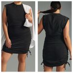 Anthropologie  Daily Practice Sleeveless Ruched Mini Dress Medium Faded Black Photo 7