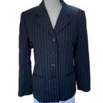 Jacqueline Ferrar Blazer Size 8 Pinstripe Black White Classic Fit Photo 1