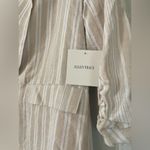 Ellen Tracy Linen Blend Striped Neutral 3/4 Sleeve Blazer Size Medium Coastal Photo 3
