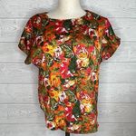Unbranded 80’s orange/green floral top Size medium Orange Photo 0