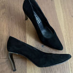 Stuart Weitzman Vintage 90s  Novelty Heel Black Suede 3” 8.5 Photo 0