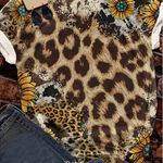 Unbranded NEW! Trendy Boho Western Blessed Mom Leopard Short Sleeve T Shirt Photo 2